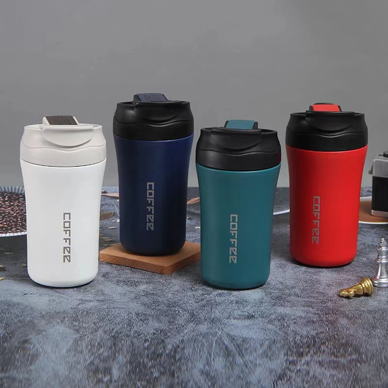 400ml Reusable Vacuum Thermos Tumbler Insulated Stainless Steel Travel Coffee Mug with Soft Straw