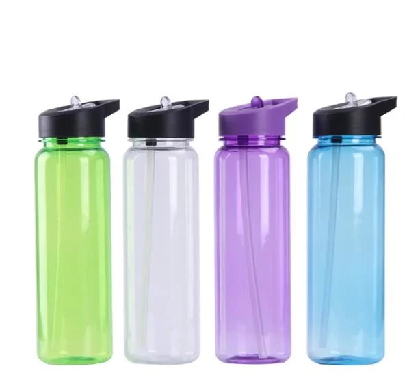 Wholesale Eco-Friendly Custom 750ml BPA Free Gym Cheap Clear Drinking Sports Plastic Water Bottle with Straw