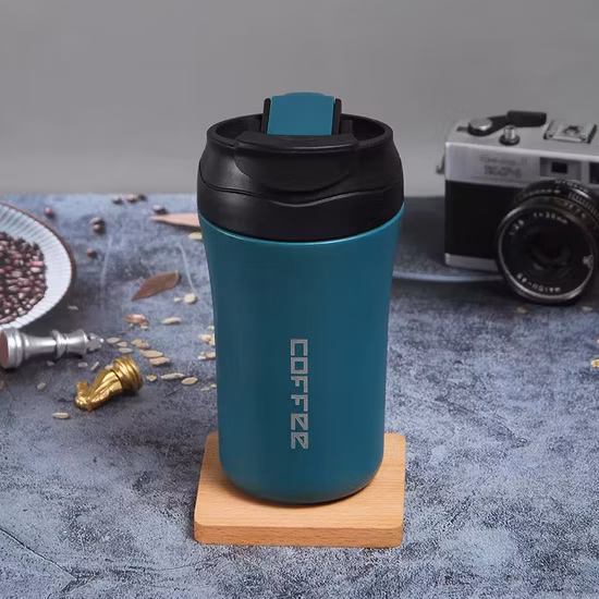 400 ml Kaffeetasse aus Edelstahl mit individuellem Logo, Vakuum-Thermoskanne und weichem Strohhalm